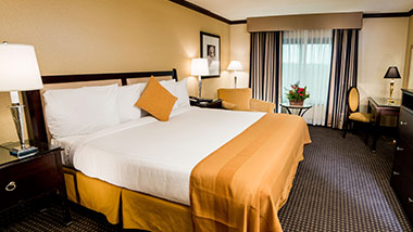 Double bed in hotel room